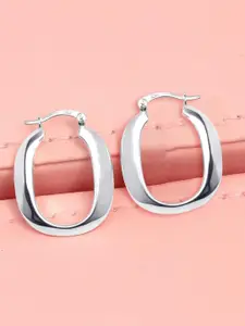 LeCalla 925 Sterling Silver Rhodium Plated Oval Hoop Earrings