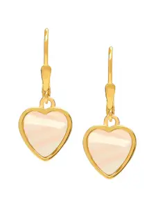 LeCalla 925 Sterling Silver 14KT Gold Plated Mother of Pearl Heart Shaped Drop Earrings