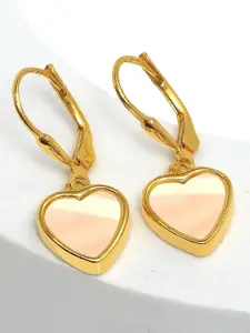 LeCalla 925 Sterling Silver 14KT Gold Plated Mother of Pearl Heart Shaped Drop Earrings