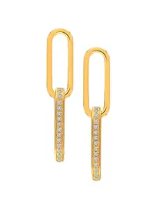 LeCalla Gold-Plated 925 Sterling SilverContemporary Cubic Zirconia Drop Earrings