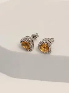 LeCalla Rhodium-Plated 925 Sterling Silver Heart Shaped Studs Earrings