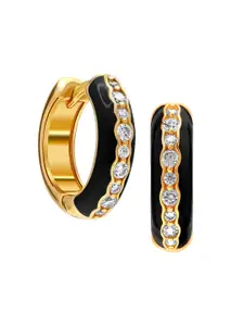 LeCalla 925 Sterling Silver Gold-Plated Cubic Zirconia-Studded Hoop Earrings