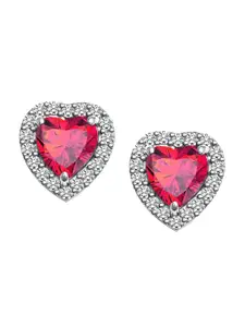 LeCalla 925 Sterling Silver Rhodium-Plated Heart Shaped Studs
