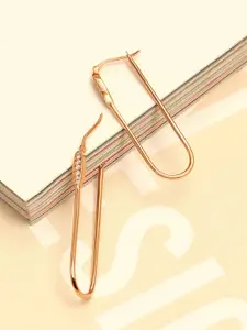 LeCalla 925 Sterling Silver Rose Gold-Plated Contemporary Hoop Earrings