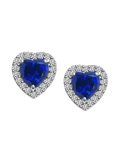 LeCalla 925 Sterling Silver Rhodium-Plated Heart Shaped Studs Earrings