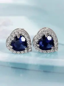 LeCalla 925 Sterling Silver Rhodium-Plated Heart Shaped Studs Earrings