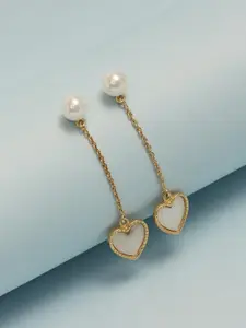 LeCalla 925 Sterling Silver BIS Hallmarked 14KT Gold-Plated Heart Shaped Drop Earrings