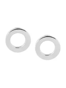 LeCalla 925 Sterling Silver Rhodium-Plated Plain Polo Minimalist Circle Stud Earrings
