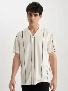 DeFacto Striped Spread Collar Casual Shirt