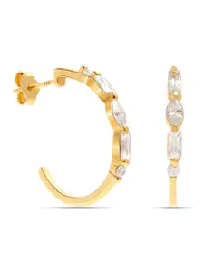 LeCalla 925 Sterling Silver BIS Hallmarked Gold-Plated Contemporary Hoop Earrings