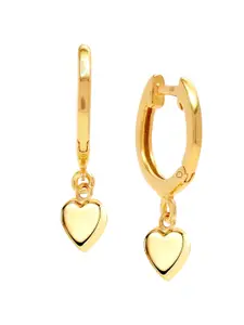 LeCalla 925 Sterling Silver BIS Hallmarked 14K Gold Plated Heart Shaped Hoop Earrings
