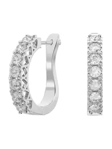 LeCalla Rhodium Plated 925 Sterling Silver Cubic Zirconia Hoop Earrings