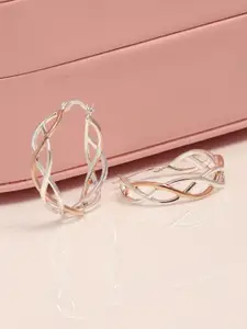 LeCalla Rhodium Plated 925 Sterling Silver Hoop Earrings