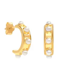 LeCalla Gold Plated 925 Sterling Silver Artificial Beads Studs Earrings