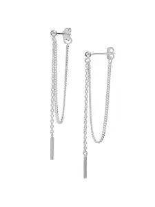 LeCalla 925 Sterling Silver Plated Artificial Stones Studded Drop Earrings