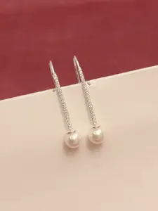 LeCalla 925 Sterling Silver Plated Pearls Beaded Contemporary Drop Earrings