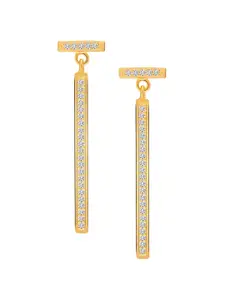 LeCalla 925 Sterling Silver Gold-Plated 14 K Cubic Zirconia Studded Drop Earrings