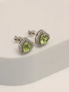 LeCalla 925 Sterling Silver Rhodium-Plated Artificial Stones Studded Studs Earrings