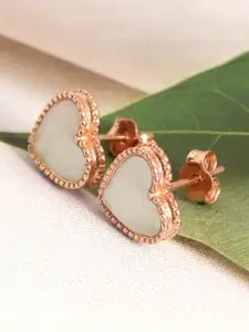LeCalla 92.5 Sterling Silver Rose Gold-Plated Pearls Beaded Contemporary Studs Earrings