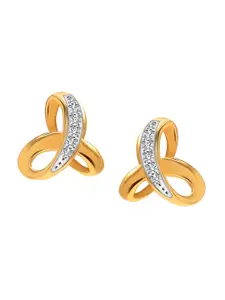 LeCalla 92.5 Sterling Silver Gold Plated 14K Cubic Zirconia Studded Studs Earrings