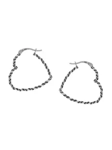 LeCalla 925 Sterling Silver Rhodium Plated Heart Shaped Hoop Earrings