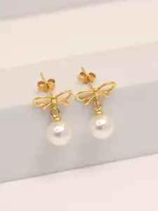 LeCalla 925 Sterling Silver Gold Plated Contemporary Drop Earrings