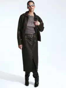 H&M Distressed-Look Belted Skirt