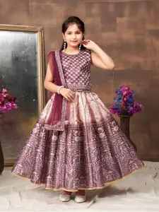 BAESD Girls Printed Silk Ready to Wear Lehenga & Blouse With Dupatta