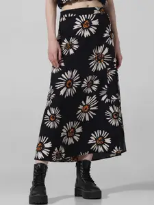 ONLY Floral Printed Midi A-Line Skirt