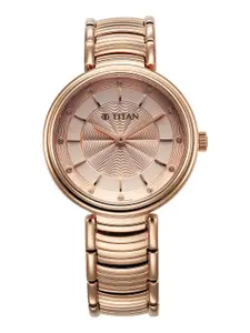 Titan Women Purple Round Dial Textured Analogue Watch 95240WM01