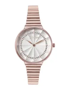 Titan Women Purple Embellished Analogue Watch 95245WM02