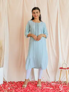 Libas Striped Thread Work Straight Kurta