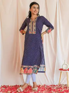 Libas Paisley Printed Keyhole Neck Crepe Straight Kurta
