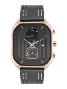 Fastrack Men Slay Day-Date Leather Straps Analogue Watch 3270WL01