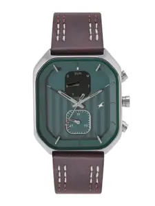 Fastrack Men Slay Day-Date Leather Straps Analogue Watch 3270SL03
