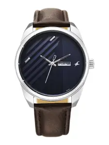 Fastrack Men SLAY Printed Dial & Leather Straps Analogue Watch 3313SL01
