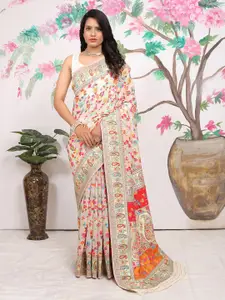 Pionex Ethnic Motifs Woven Design Zari Silk Cotton Banarasi Saree