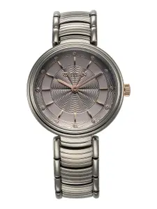 Titan Women Purple Dial & Stainless Steel Bracelet Style Straps Analogue Watch 95240KM01