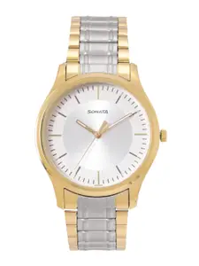 Sonata Men Stainless Steel Dial & Straps Analogue Watch 77082BM01