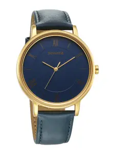 Sonata Men Leather Straps Analogue Watch 7131YL02