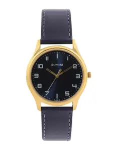 Sonata Men Stainless Steel Dial & Leather Straps Analogue Watch 77082YL10