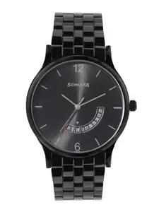 Sonata Men Stainless Steel Dial & Bracelet Style Straps Analogue Watch 77105NM01