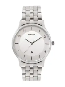 Sonata Men Stainless Steel Dial & Straps Analogue Watch 77105SM07
