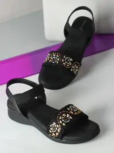 DressBerry Black Embellished Comfort Heels