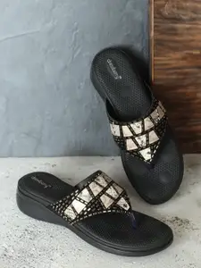 DressBerry Black Embellished Open Toe Comfort Heels