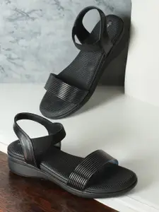 DressBerry Black Open Toe Comfort Heels