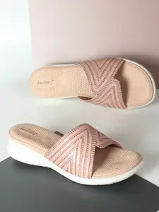 DressBerry Pink Embellished Open Toe Comfort Heels