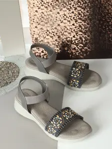 DressBerry Grey Embellished Comfort Heels