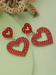 Jazz and Sizzle Gold-Plated Heart Shaped Drop Earrings