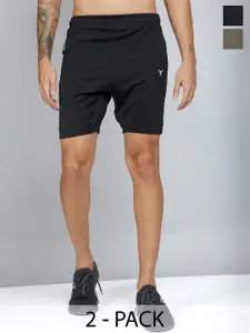 Technosport Men Pack Of 2 Slim Fit Training or Gym Sports Shorts
